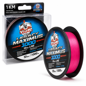 Legacy Maximus 1000 High-Performance Fishing Line – 10lb / 4.54kg | 0.26mm | 1000m - Bright Pink